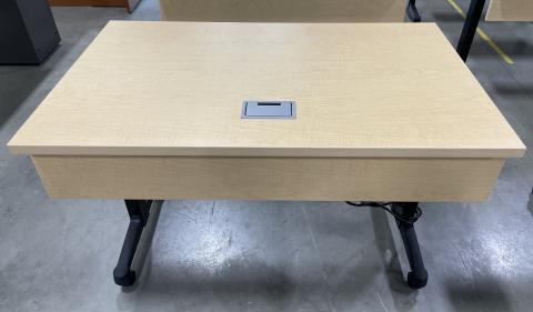 4 FT Blonde Training Table with Power Outlet